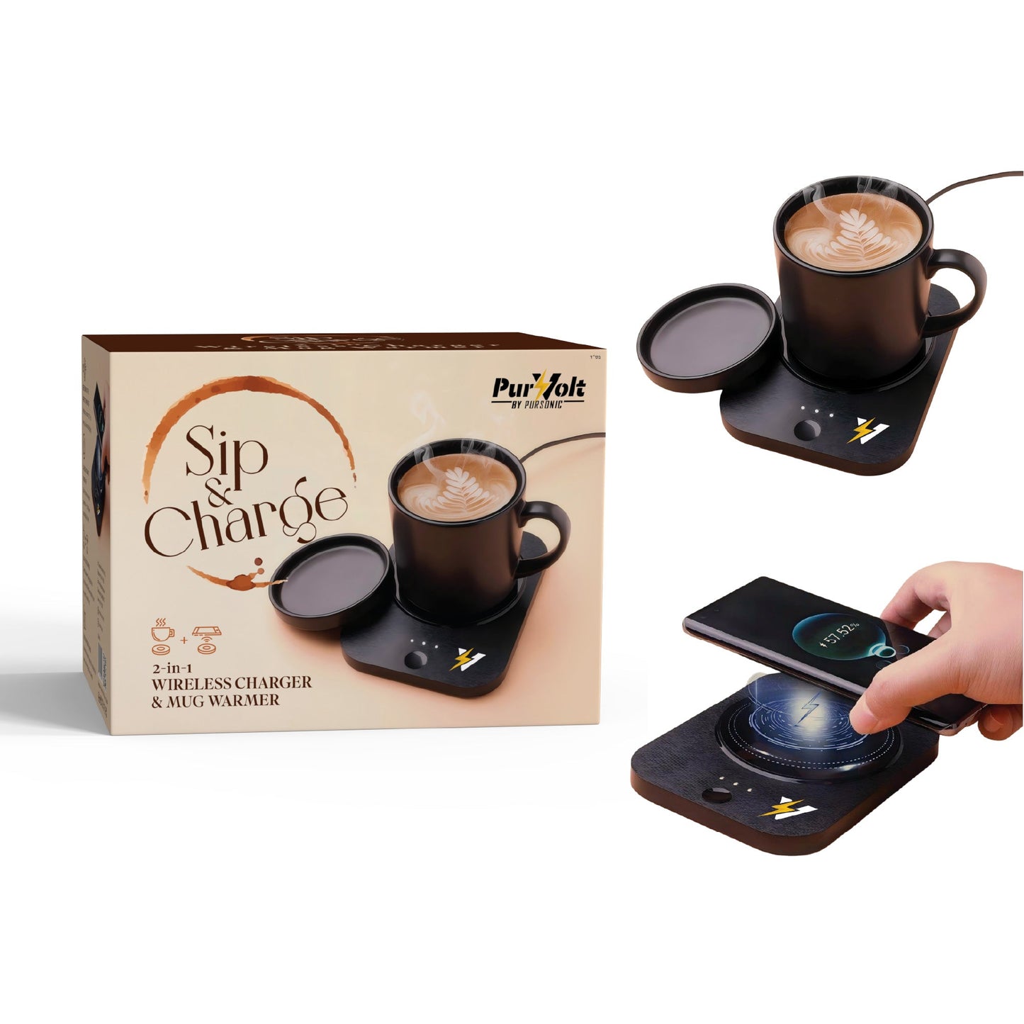 Complete Wireless Charging & Comfort Bundle – Sip & Charge 2-in-1 Mug Warmer + 5-in-1 Folding Charging Station-4
