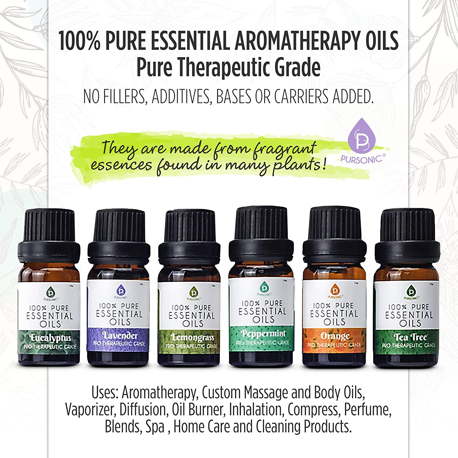 Pursonic Ultimate Wellness Bundle: Air Purifier, Diffuser & Essential Oils Set-1