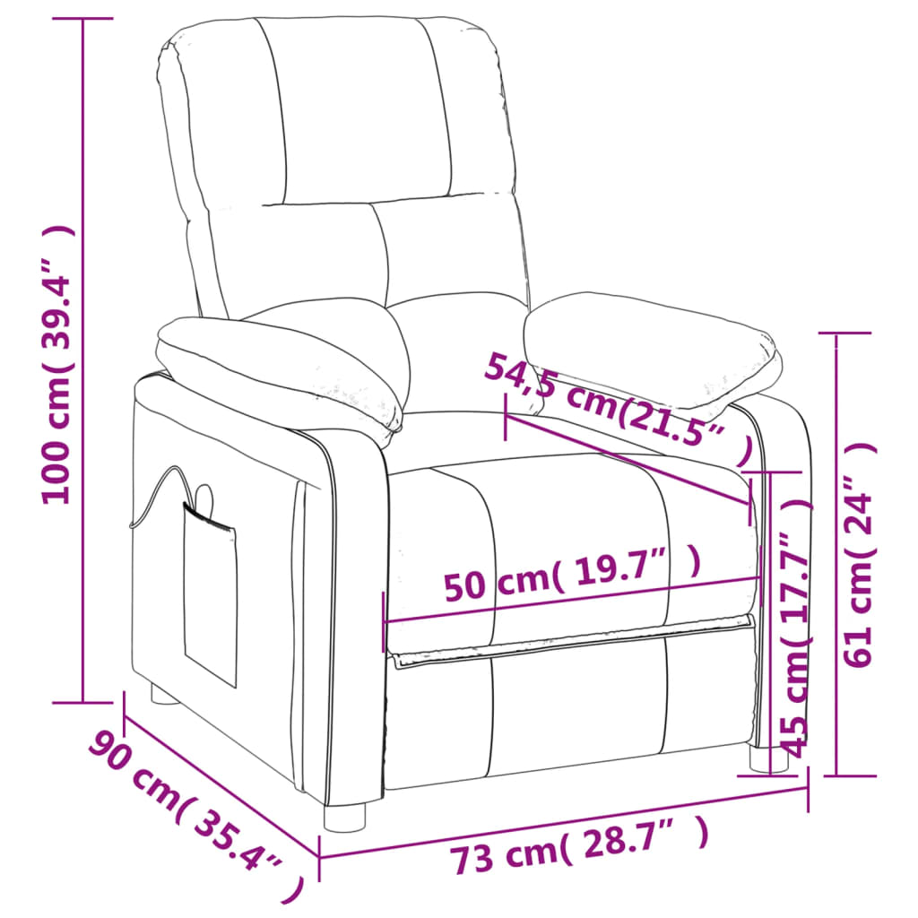 vidaXL Massage Chair Leisure Adjustable Chair for Home Theater Cinema Fabric-2