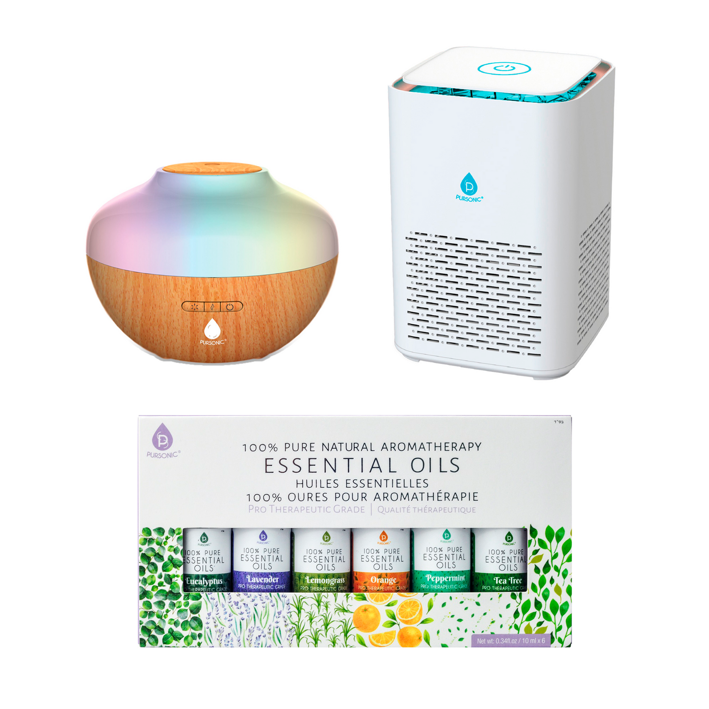 Pursonic Ultimate Wellness Bundle: Air Purifier, Diffuser & Essential Oils Set-0