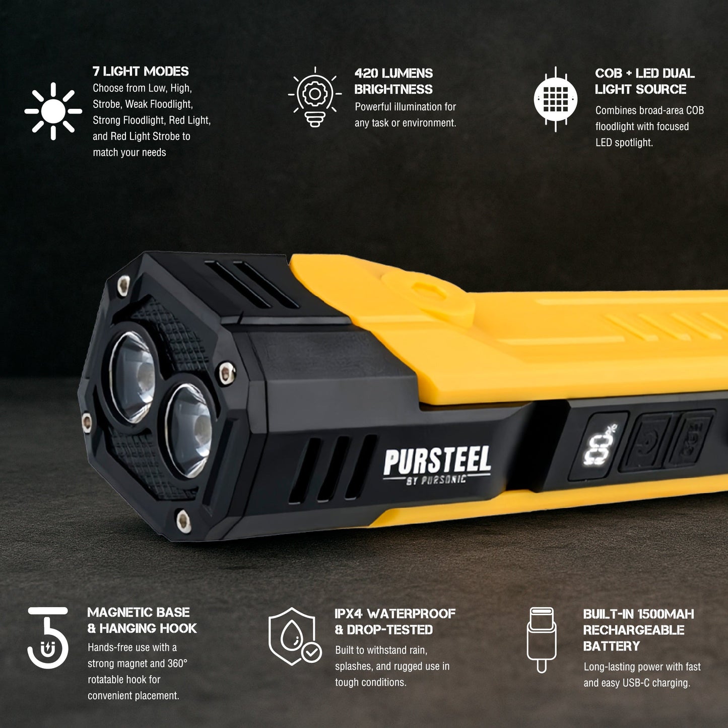 Emergency Prep Bundle: Pursonic 2-in-1 Ultra Bright Flashlight & LED Fast Charging Power Bank-2