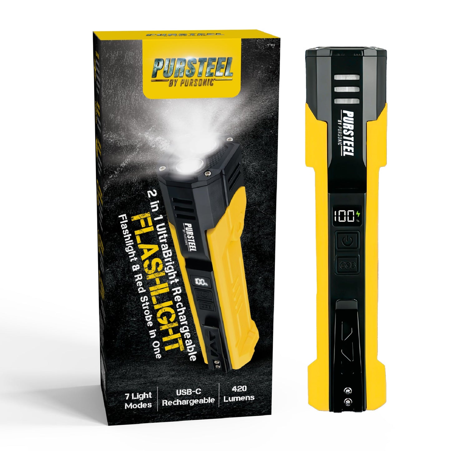 Emergency Prep Bundle: Pursonic 2-in-1 Ultra Bright Flashlight & LED Fast Charging Power Bank-3