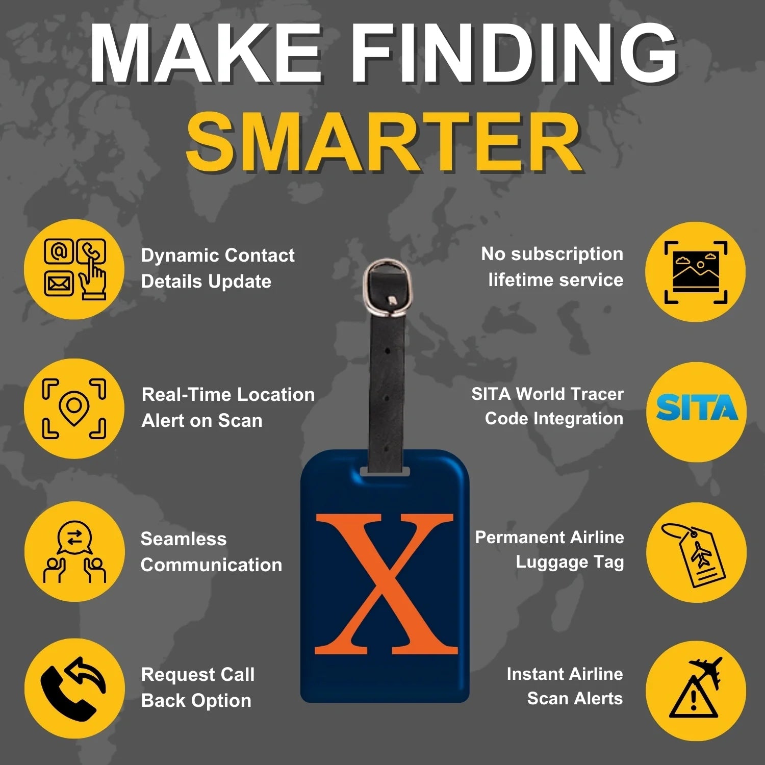 Initials Bag tag X  [pack 2]-3